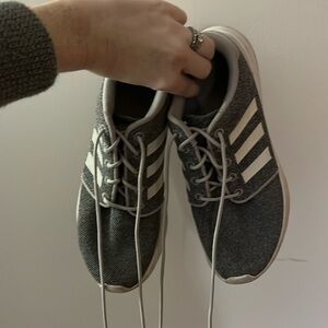Adidas Grey Stripe Running Shoes Sneakers